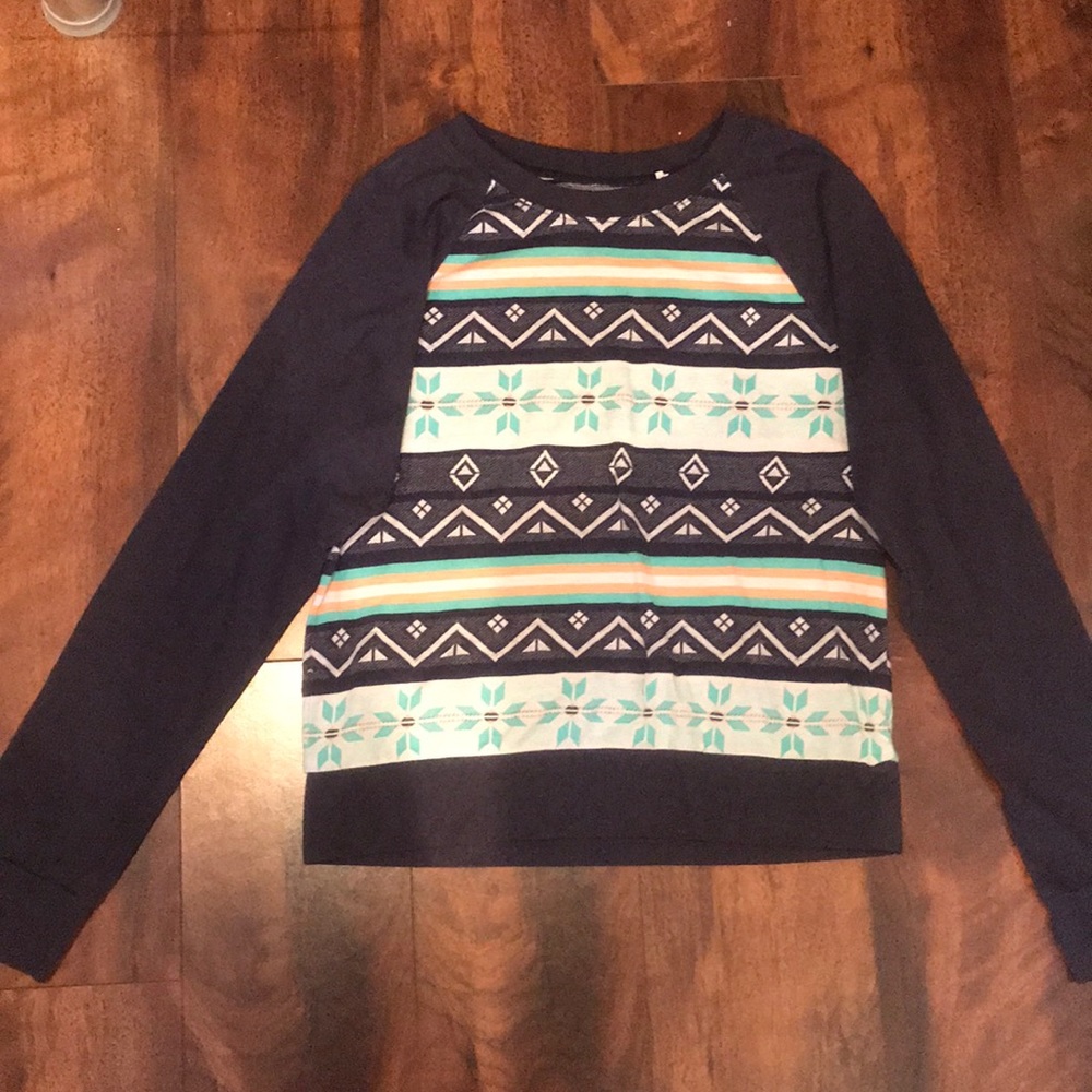 Pacsun Nollie navy and aztec long sleeve shirt